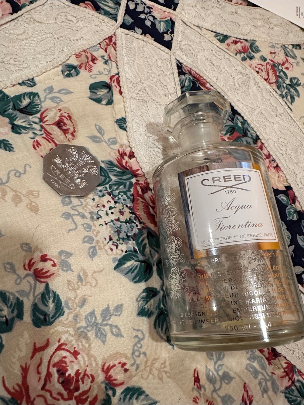 Creed Acqua Fiorentina Empty Clear Glass Perfume Bottle with Silver Cap Accent